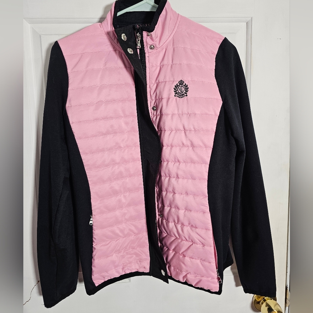 Ralph Lauren Women's Jacket Black/Pink Equestrian Style Size Medium